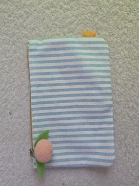 Blue and White Striped Ipsy Bag